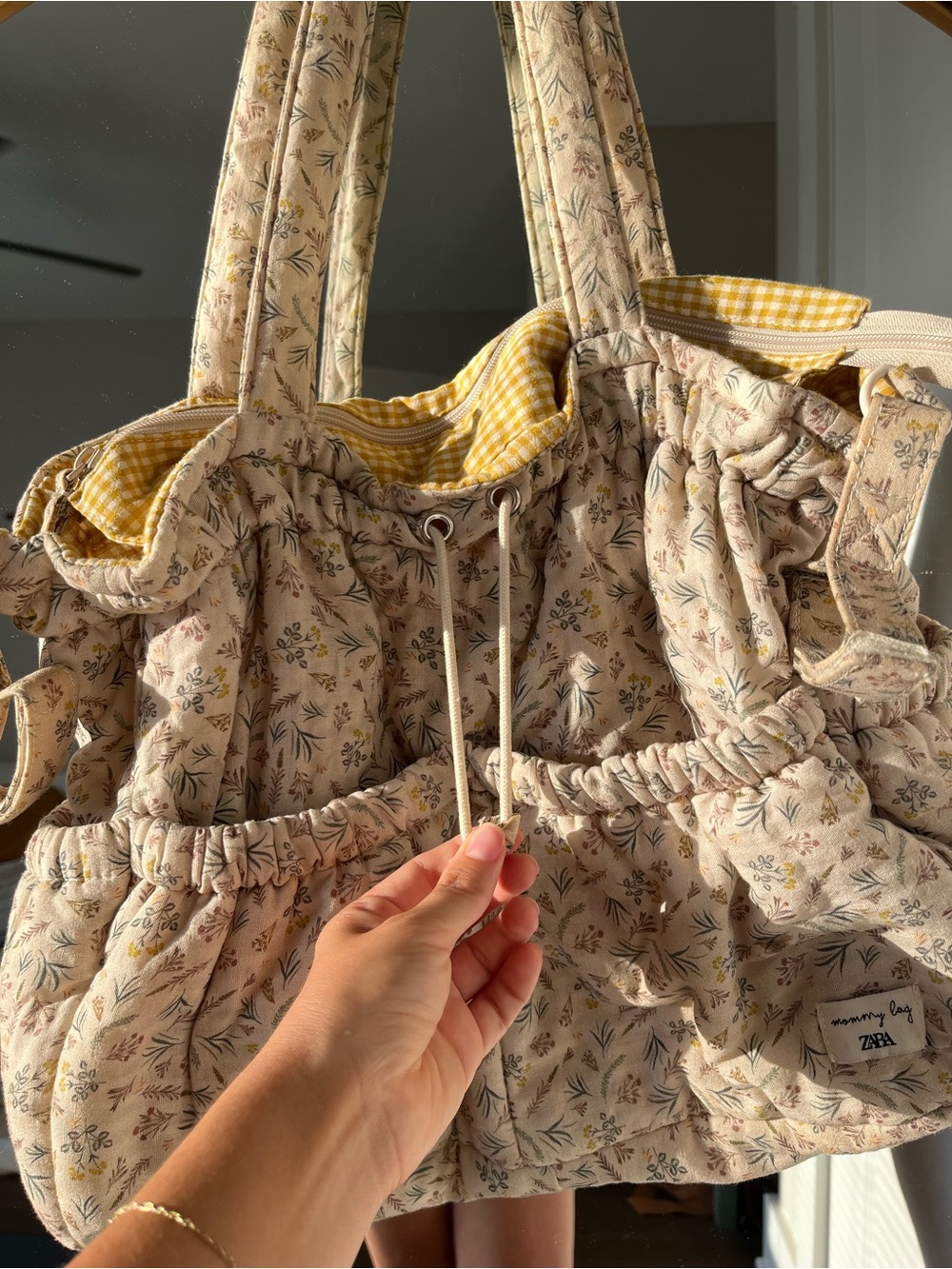 Zara Mommy Bag Cotton Quilted Floral Tote Diaper Bag - Picture 8 of 13